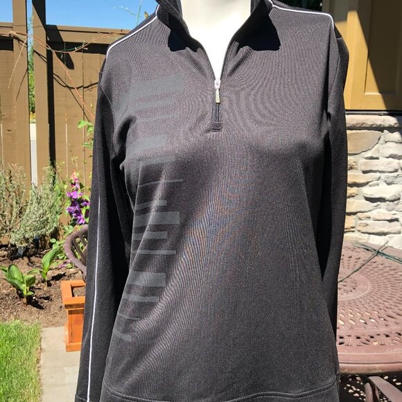 Adidas Climalite Lg Sleeve 1/4 Zip Top Black Sz S - Picture 10 of 10